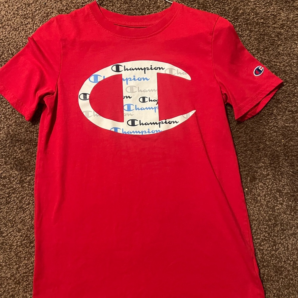 Champion Red Crew Neck Short Sleeve Tee